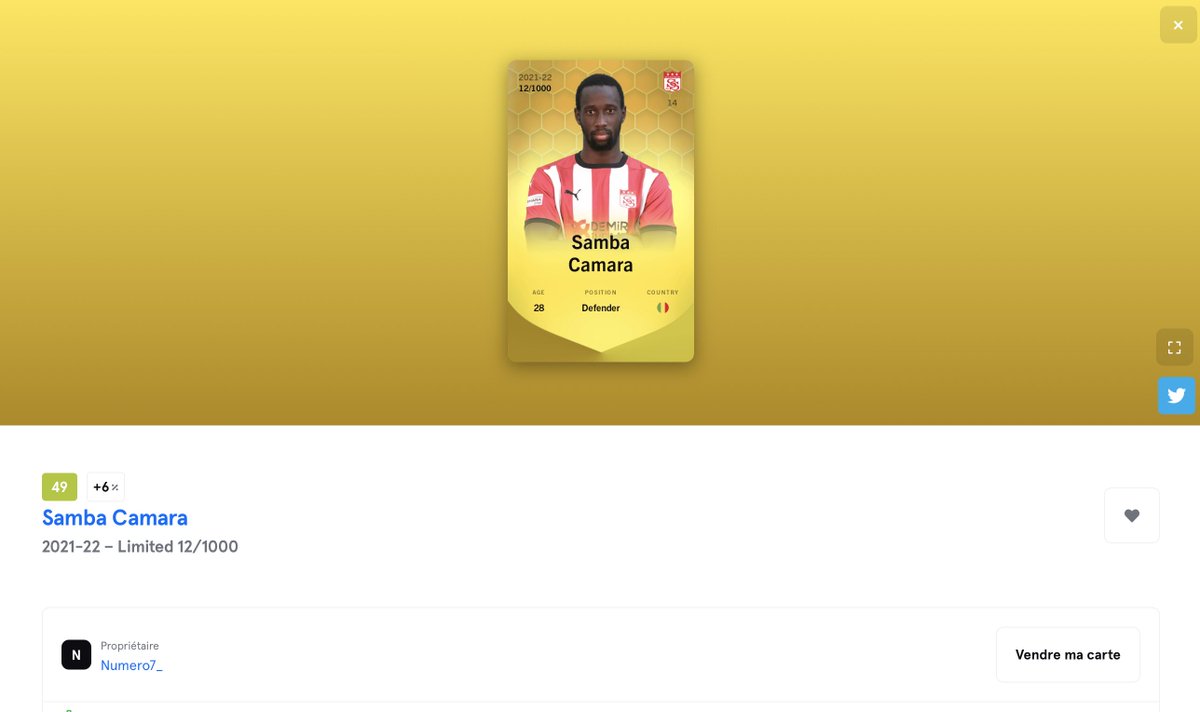 _numerosept's tweet photo. 🎁GIVEAWAY #Sorare

👤Samba Camara
🟡Limited n°12/1000
🇲🇱Sivasspor
💸0.0035 ETH

Pour participer : 🤎+ ♻️ + follow
TAS le 30/12

Ce ne sont pas avec les mêmes moyens mais c'est à ma manière de remercier ceux qui nous offrent des beaux giveaways !😊

Joueur régulier avec L5 à 49 https://t.co/NSbsPhNJNE