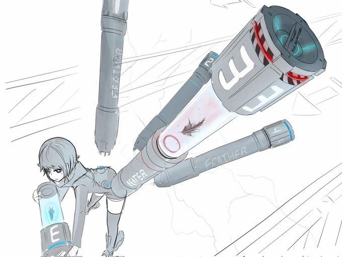 #イラスト #絵 羽根交換のラフゥ