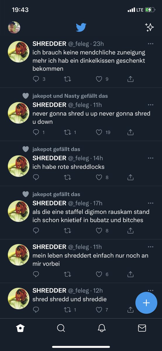 Wie meine Twitter timeline aussieht.