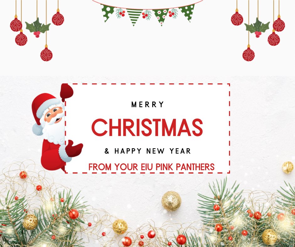 Merry Christmas and Happy Holidays from your EIU Pink Panthers! 💕We hope everyone has a wonderful day with friends and family🥰🎄🎁
