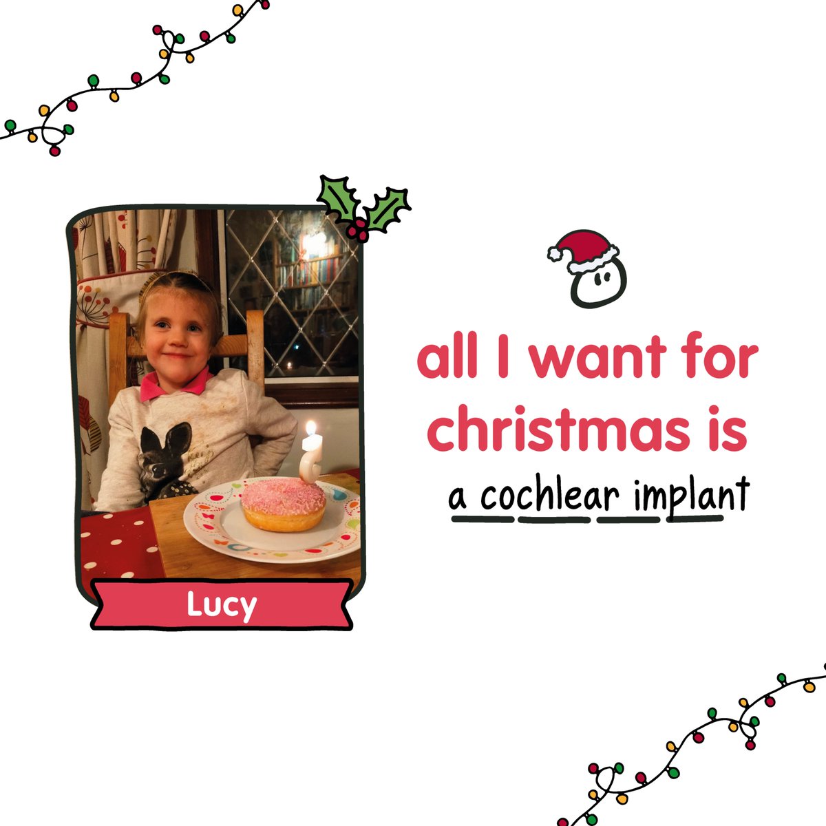 innocent's tweet photo. All Lucy wanted for Christmas was a cochlear implant for her five-year-old daughter, Martha. 

As Martha only needs a cochlear implant on one side and a bone conduction implant on the other, the procedure payment can take a long time to be signed off by the NHS. https://t.co/toS9j5ygGJ