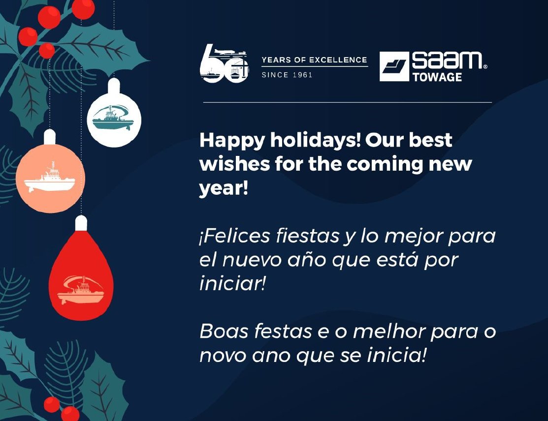 SaamTowageCan's tweet photo. The team at SAAM Towage Canada wishes you a Happy Holidays and best wishes for the coming new year! https://t.co/fJ5f9CqMOJ