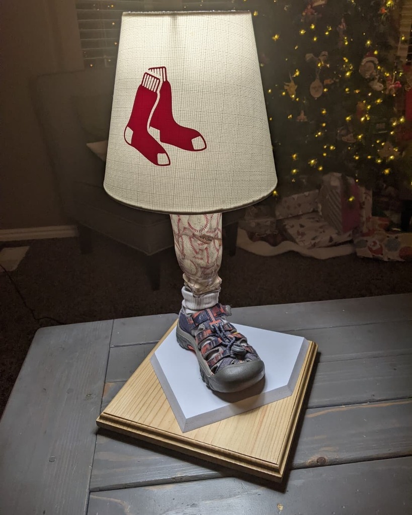 mtschaef's tweet photo. Fun little commission piece my friend asked me to make for his wife's Christmas gift!
Their little boy has outgrown a few legs over the years. 
Fun project to build, baseball theme!
#notmyfirst #leglamp
Merry Christmas friends!
.
.
#maketinkershare #cust… https://t.co/6JZ4IVEX5v https://t.co/7xoemARMZb