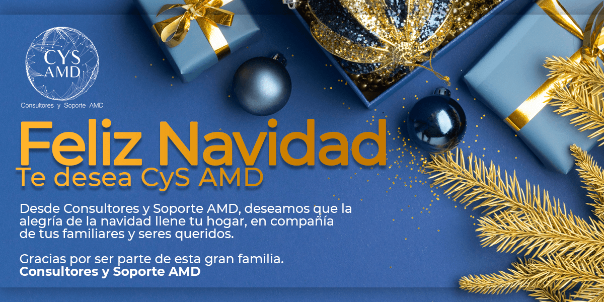 CYS_AMD's tweet photo. Consultores y Soporte AMD te desea una feliz navidad en compañia de tus seres queridos. Gracias por ser parte de nuestra familia.

#navidad #cysamd https://t.co/o2fVqA41a0