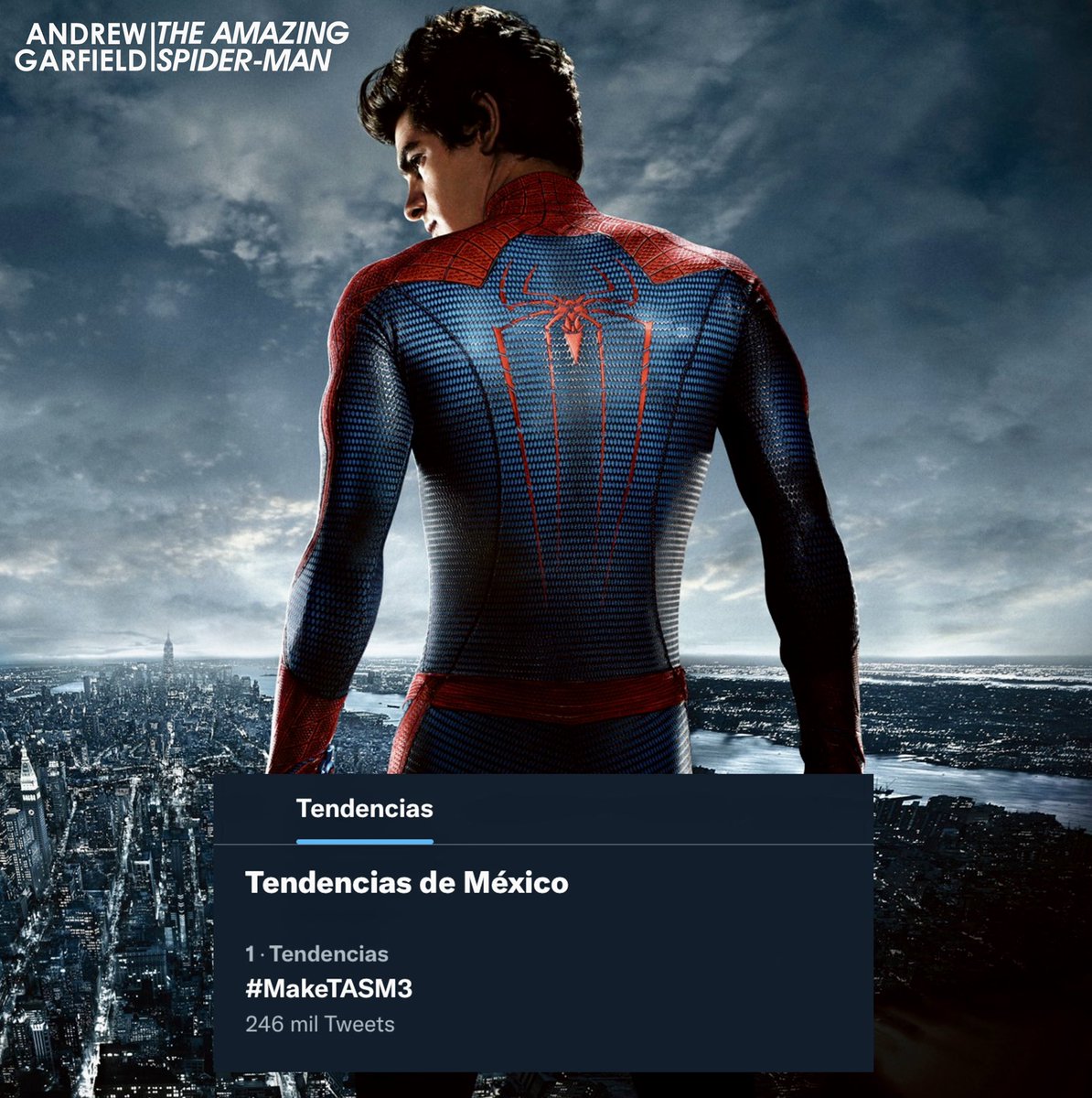 andrew_tasm's tweet photo. Ya estamos en el puesto número uno en tendencias 🕸🕷❤️ @SonyPictures @MarvelStudios #SpiderMan #AndrewGarfield https://t.co/BgHEjsVkFU