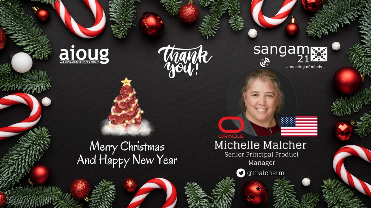 Dear Michelle Malcher  @malcherm It was a great experience having you at #sangam21. We look forward to working with you in the future. Thank you so much for everything! We wish you a very happy and prosperous new year 2022! @oracleugs @oracleace @OracleDatabase @Oracle