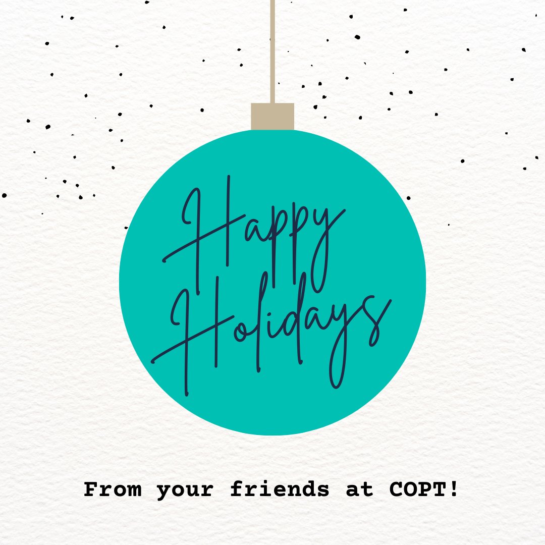 COPTNJ's tweet photo. Wishing everyone a wonderful holiday season! We would like to express our sincerest appreciation for the trust you have placed in us. From your friends at COPT! ❤️ https://t.co/puzb6XH4I7