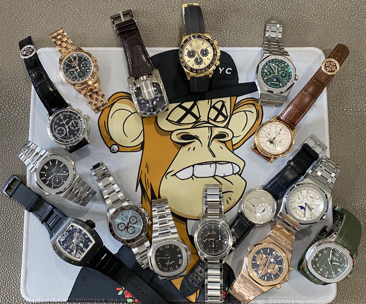captain6171's tweet photo. At the current floor of 54.87eth, how many Bored Apes can I buy selling these watches?? Hint: Look closely…

(Side quest, if you choose: since it’s Christmas, I’ll give a @Merrymodz_io floor NFT to someone. Just RT. I’ll use TwitterPicker to select a random winner.) https://t.co/SzhjsNGhlZ