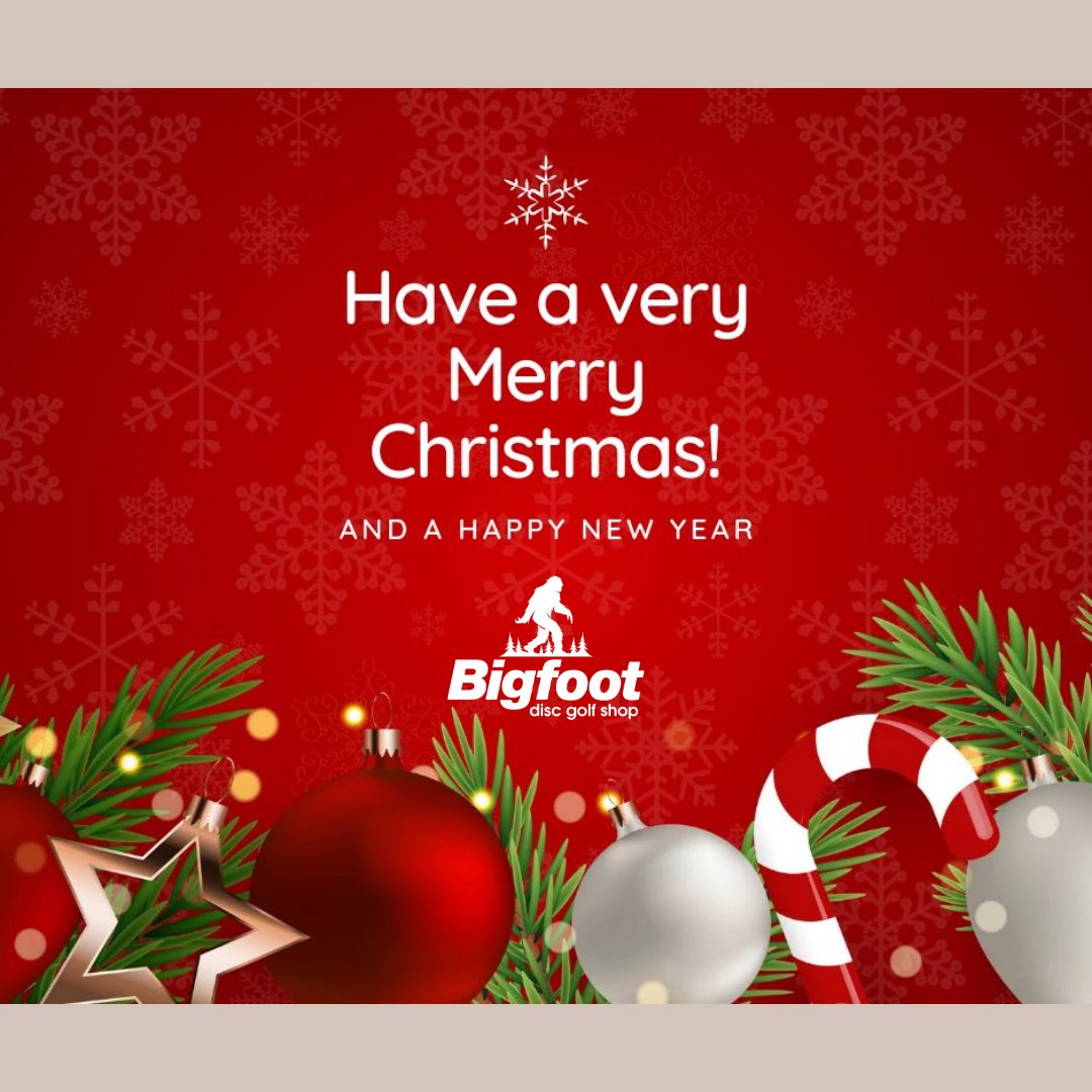 BigFootDiscs's tweet photo. 🌲🦶🏼🎅🏻 Merry Christmas and Happy Holidays from all of us here at BigFoot Disc Golf Shop!! https://t.co/1f4xJNNycR
