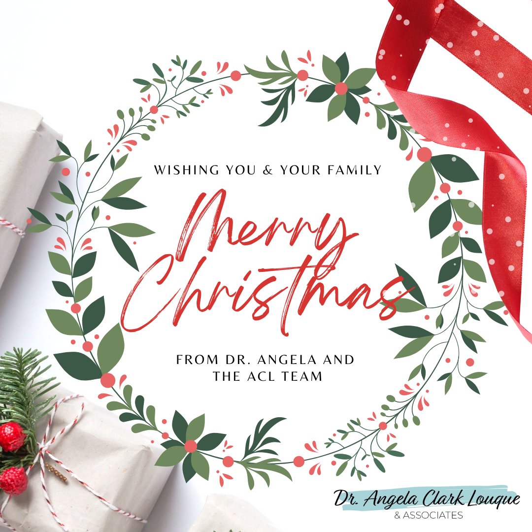 Merry Christmas from the team at Dr. Angela Clark Louque &amp; Associates! 
“May this season find you among those you love, sharing in the twin glories of generosity and gratitude.” – Oprah Winfrey #Christmas 🎊