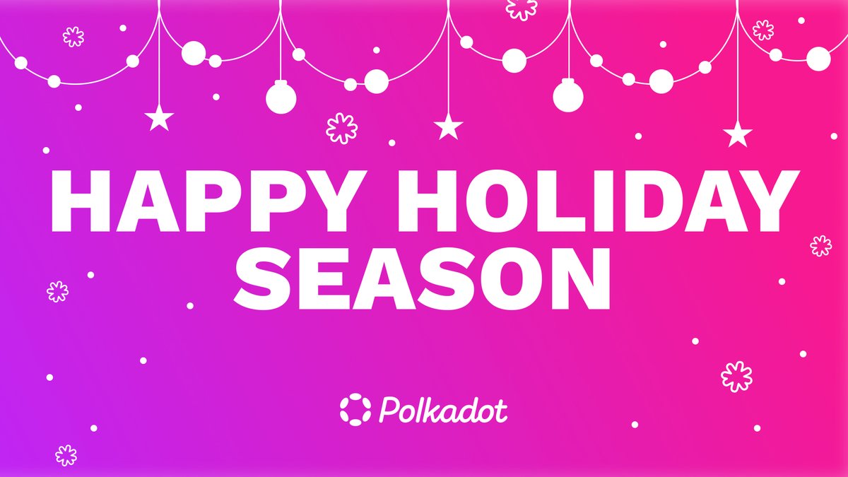 Polkadot's tweet photo. For the Polkadot ecosystem and community, it's been a remarkable year leading up to the launch of parachains. Thank you to everyone for helping make #Web3 a reality and enjoy the holiday season 🎆 https://t.co/lyHQkCjyZB