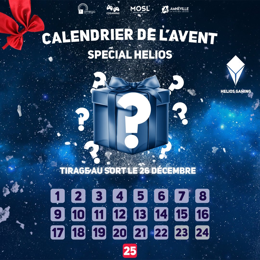 Dernier Jour de notre calendrier de l'avent, dernier cadeau mystère !
Comme d'habitude pour participer :
👉Follow <a href="/HeliosGamingFR/">Helios Gaming</a> 
👉RT et FAV ce Tweet
TAS demain !
Bonne chance à tous !