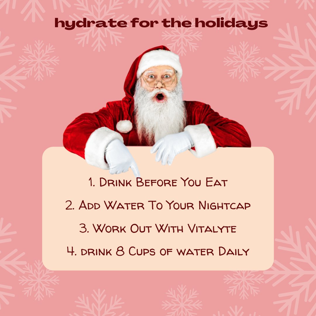 Holiday Hydration tips from Santa himself.⁠
🎅⁠
Wishing you happy, healthy and hydrated Holidays from our family to yours!⁠