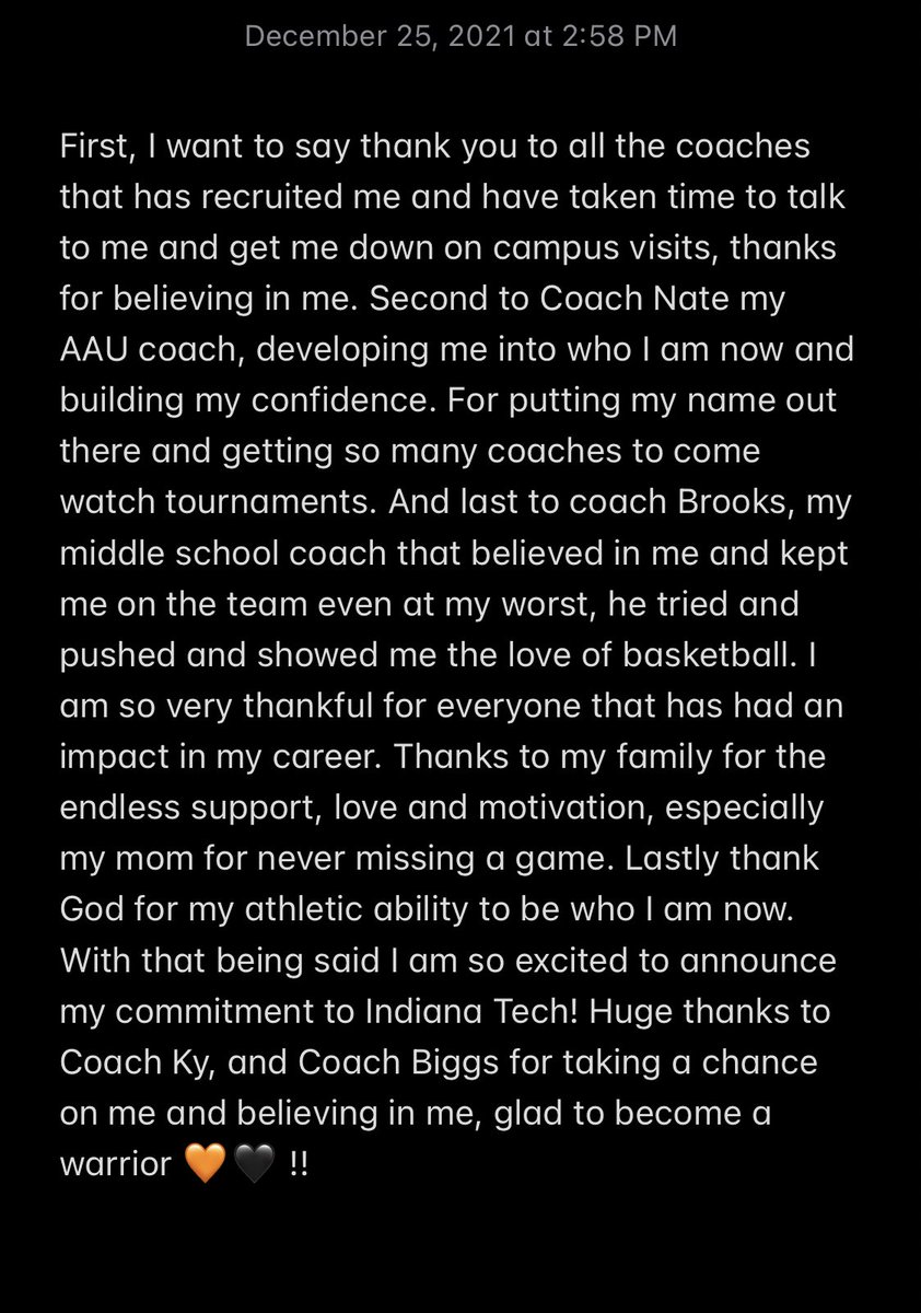 34_JordanR's tweet photo. Merry Christmas 🖤🧡.. Glad to be a Warrior @INTechWBB @CoachKyBiggs @CoachKyBiggs https://t.co/km7IBwFQ8Y