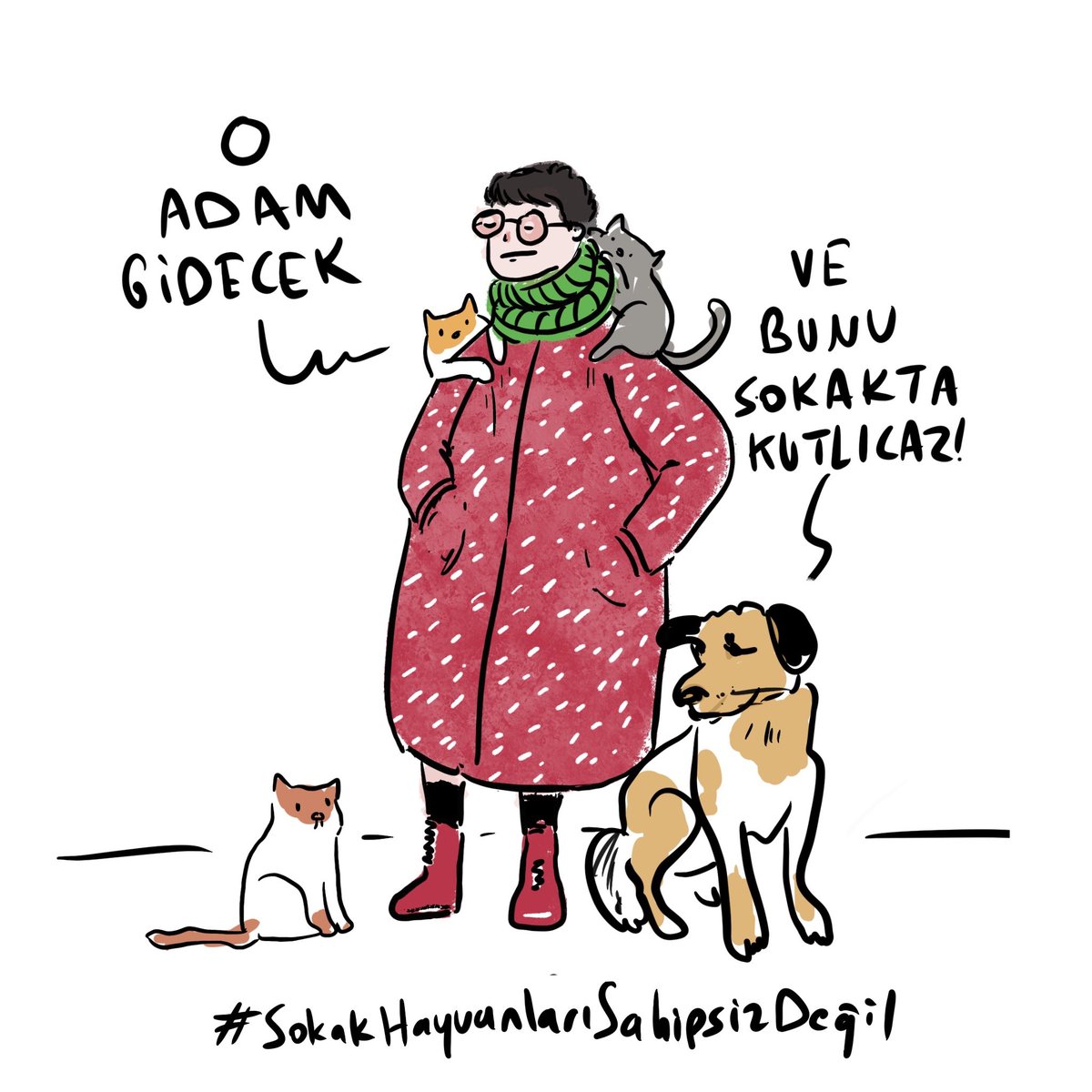 aslialpar's tweet photo. O adam gidecek ve bunu sokakta kutlayacağız. 

Hayvanların yeri barınaklar değil. Hiçbirini vermiyoruz.

#sokakhayvanlarısahipsizdeğil https://t.co/PQlL4osdvd