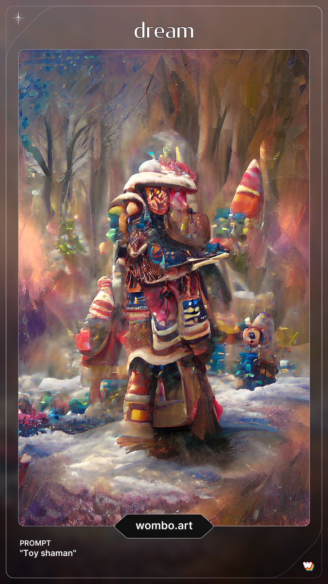 PaintedByRobots's tweet photo. Toy Shaman I-IV

Enjoy your gifts.

@WOMBO #toys #AIArtwork #aiartcommunity #Christmas #gifts #SantaClaus https://t.co/rRVtJAAAcq