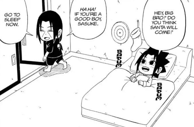 comfortsasuke's tweet photo. merry christmas. hope sasuke still gets a gift despite itachi attempting to kill santa https://t.co/dlmgMjUAay