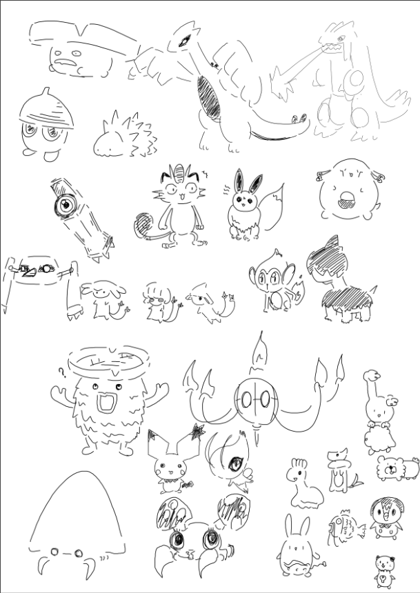 狂ったようにポケモン描いてた 