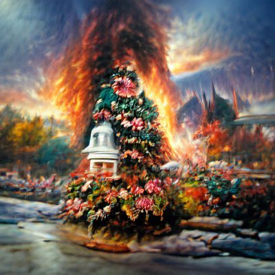 PaintedByRobots's tweet photo. Water your trees.

@get_starryai #AIArtwork #aiartcommunity #merrychristmas #ChristmasTree #fire https://t.co/C995BPuIJx