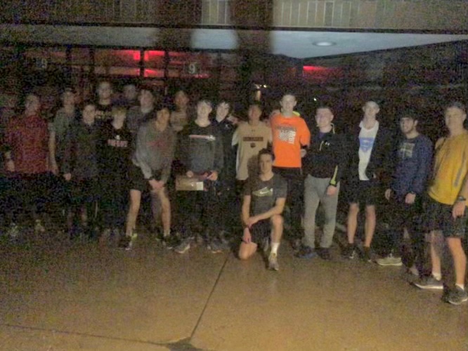 When your alumni have small children, the Pinckney XC men’s Christmas morning run gets earlier!
 5:00 AM 😳shenanigans. 

Merry Christmas! Wishing you all a happy, healthy, prosperous 2022!