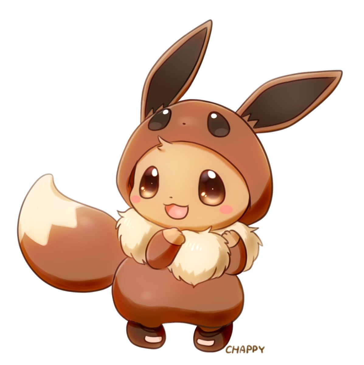 eevee open mouth solo smile simple background brown eyes white background no humans  illustration images