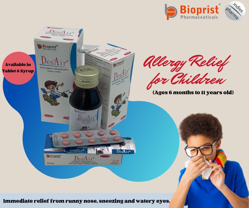 IndiesPharma's tweet photo. Nip allergies in the bud and let your kids be kids this winter.

Get relief from sneezing, runny nose and watery eyes. Try Des’Air!

#indiespharmajamaica #biopristpharmaceuticals #desair #allergies https://t.co/6K0kcDbMk7