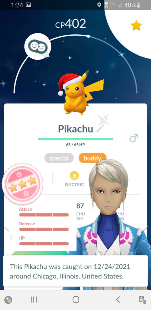 EdwinPeng88's tweet photo. Caught the most awesome Christmas gift: perfect shiny costume #Pikachu! 🌟🌟
#PokemonGOHoliday https://t.co/KgJFo7NDO1