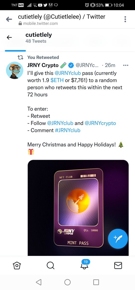 Cutietlelee's tweet photo. @JRNYcrypto @JRNYclub Done😁 pls choose me https://t.co/N4OTVhxyie