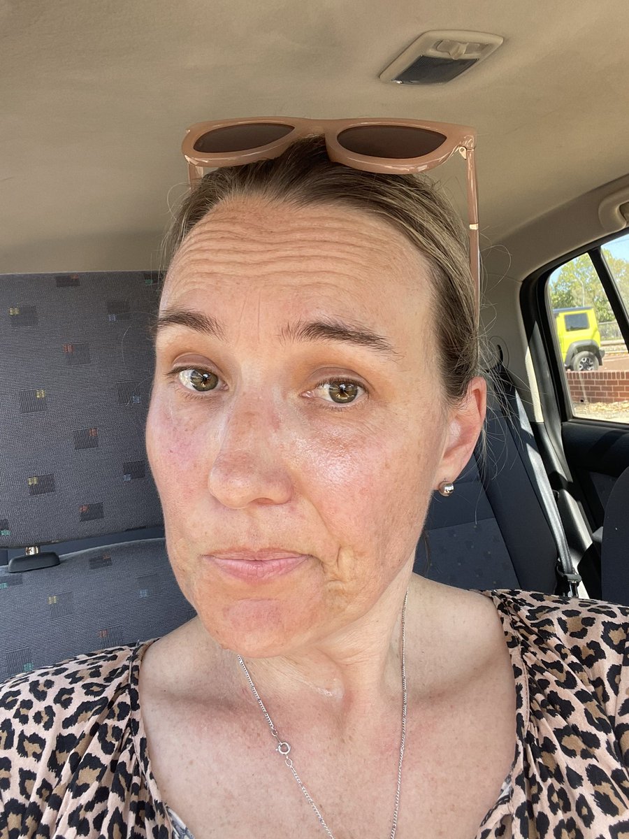 PerthBreakfast's tweet photo. When you agree to do 2 news crosses for separate incidents in Guildford on a 44 degree day - sweaty Betty! 🥵 #drippingsweat https://t.co/iws5j9UGFa