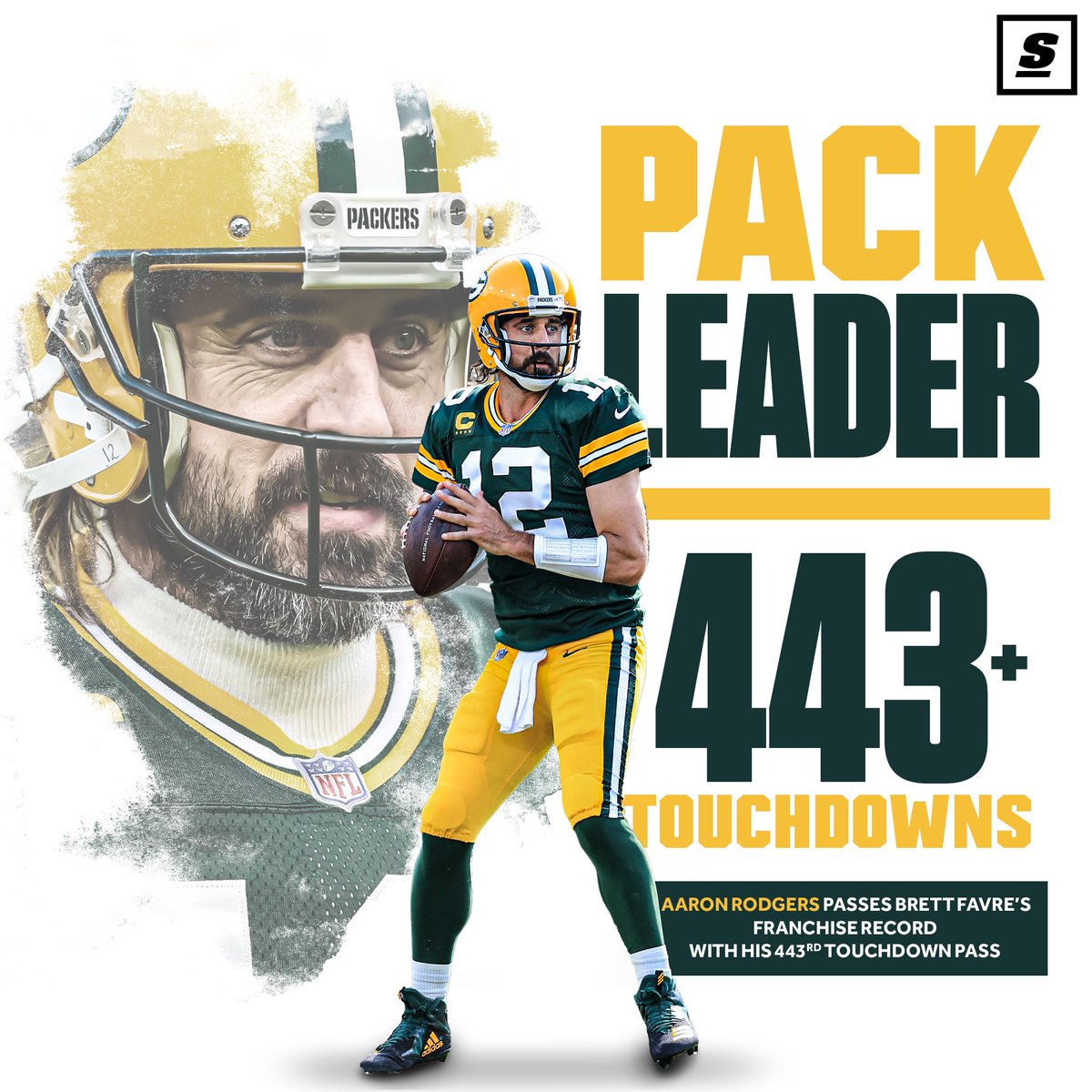 Aaron Rodgers passes Brett Farve for Packers all-time leader in touchdowns thrown! 🙌