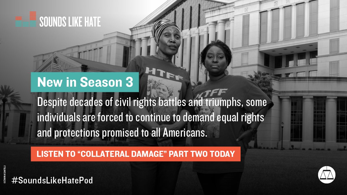 splcenter's tweet photo. Need something new to listen to over this winter break? You can listen to S3E2 of #SoundsLikeHatePod.
In this episode we discuss #votersuppression, #prisongerrymandering, and how it affects Florida's incarcerated and formerly incarcerated residents.
https://t.co/CmqY7UF7sm https://t.co/eBGWPlBFAE