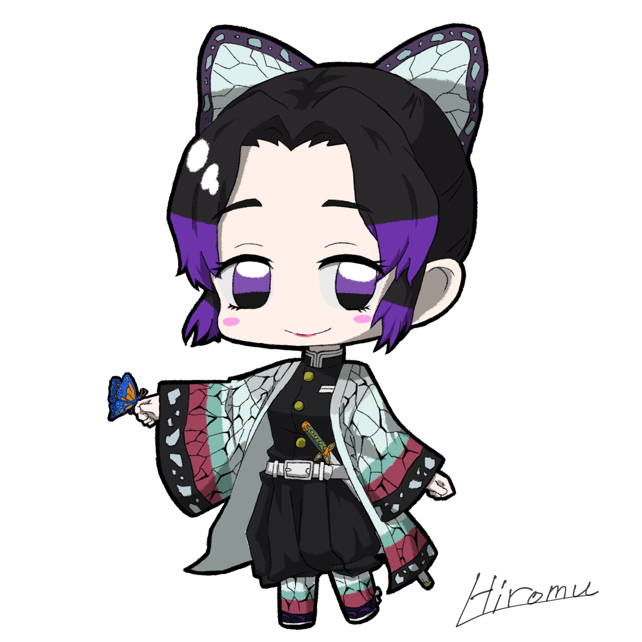 ちびキャラ絵師 ひろむ おはようございます ちびしのぶさん完成 次回からソシャゲ風の ちびキャラにチャレンジします ２枚目はその下書きです 誰だかわかるかな おは戦dn イラスト イラスト好きな人と繋がりたい 鬼滅の刃