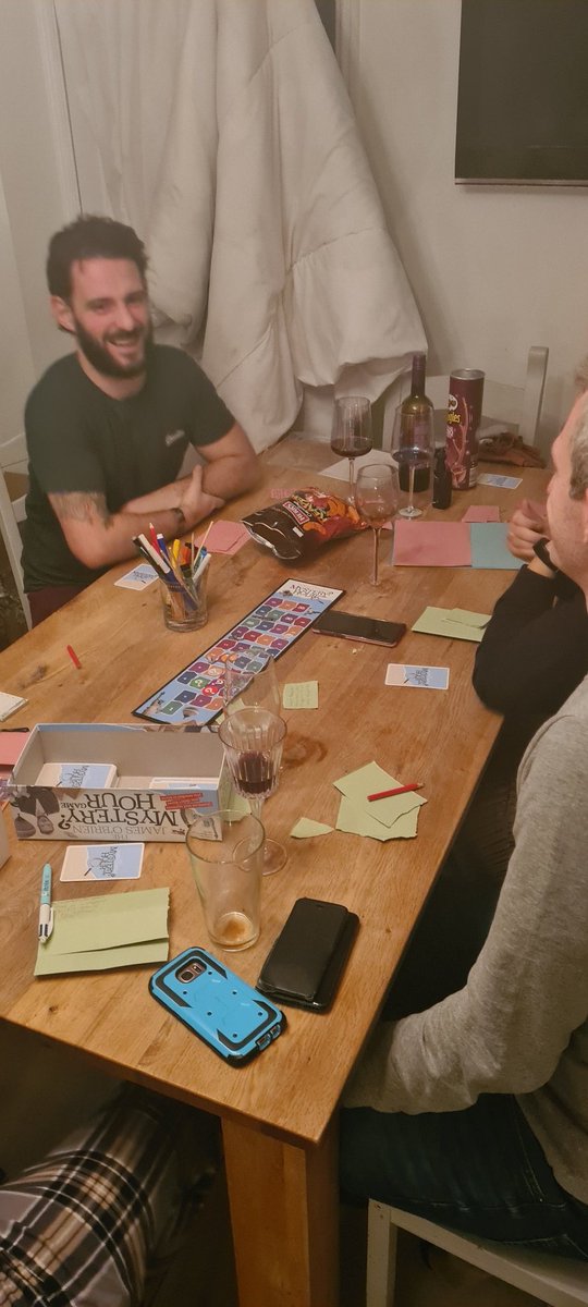 Barrytherapy's tweet photo. Living my best life, ignore the duvet, loving the #mysteryhour board game @mrjamesob https://t.co/ilZdjlaA9m