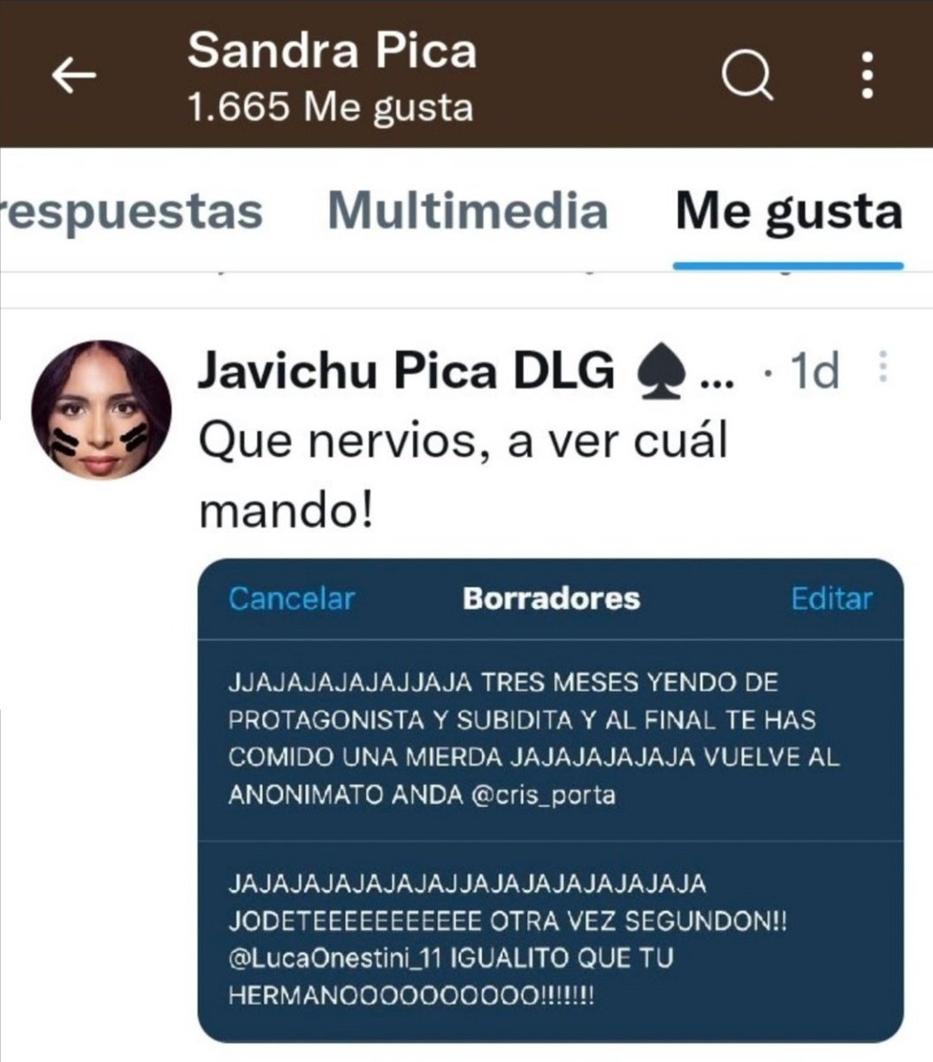 Marial45014265's tweet photo. Aquí tenemos a la q nos quiso vender un bulling cuando era pequeña , ejerciendolo ella sobre otras personas burlándose de imágenes falsas sobre el físico , reventada!!! estos son los valores de la Srita Pica 
🤮🤮🤮🤮🤮 https://t.co/cepmgXXAwR