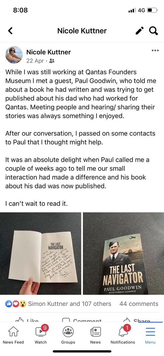 KuttnerNicole's tweet photo. I finally got to read The Last Navigator by Paul Goodwin and gosh was it good. Go and read it friends. #bombercommand #ww2 #qantas @AllenAndUnwin https://t.co/S4PIeteRjL