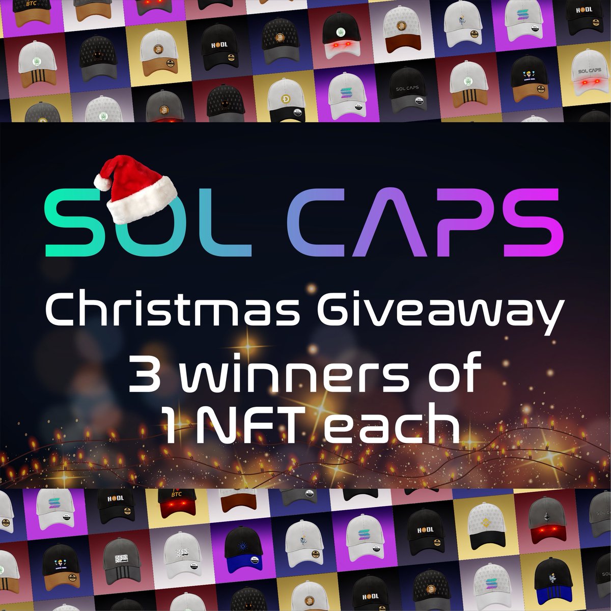 🎅🧢🎅🧢🎅🧢🎅🧢🎅🧢🎅🧢🎅

Christmas time calls for christmas presents! 🎁

We will be giving away 1 NFT to 3 people. 

All you have to do is:
1️⃣ Follow: <a href="/Solana_Caps/">Sol Caps.🧢</a>
2️⃣ Like &amp; Retweet
3️⃣ Join our Discord:
discord.com/invite/ZYTXjE9…

#NFT #SOL #ETH  #XMAS #SolCaps #Giveaway #Solana