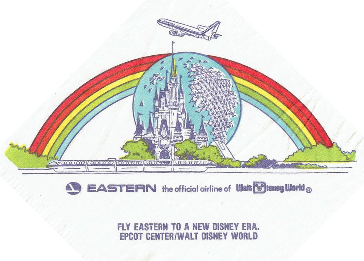 I found this great 80s WDW Eastern Airlines napkin at an antique store yesterday! Here’s a scan of it.