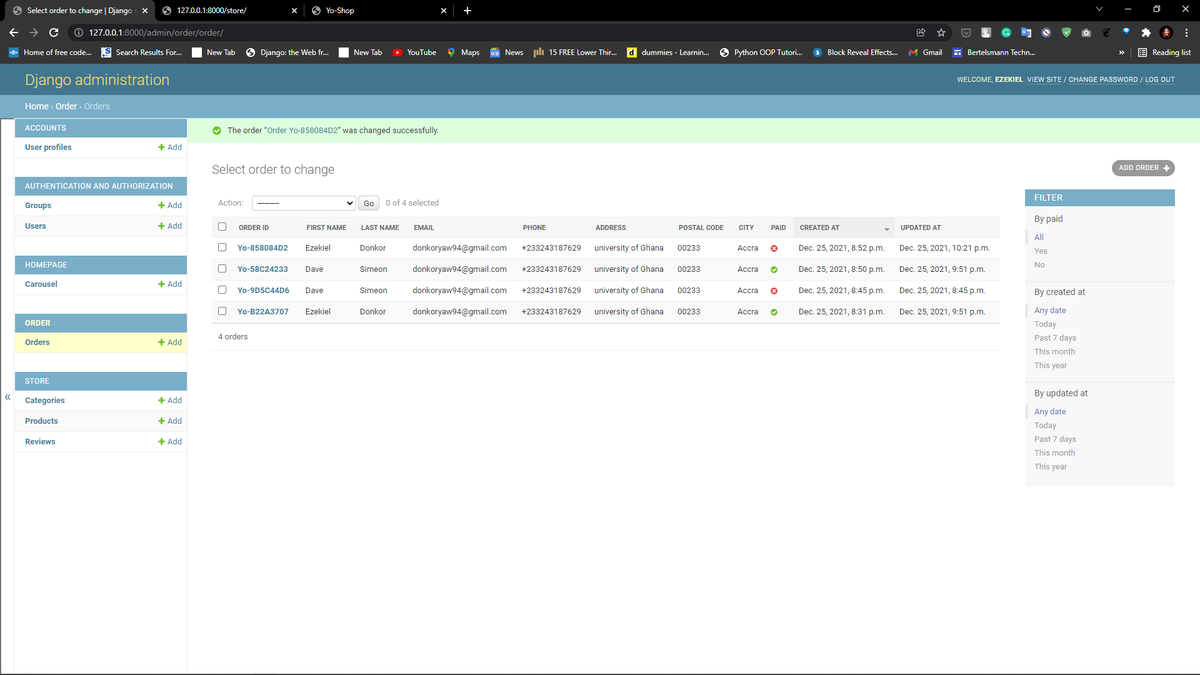 dev_savvi's tweet photo. Built with django. E-commerce site with a dashboard and custom CMS (work in progress). No need for manual calculations. All your business pipeline managed in one place.
@ella_ametsi @AnnorCode #100DaysOfCode #FullStack #Python #Django #ecommerce #webdeveloper #Analytics https://t.co/7coSs0I6T8