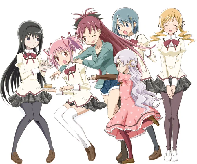 まどかちゃんたち(白背景)。今年はまどマギ10周年の年でしたね。来年以降の展開にも期待したいです! 