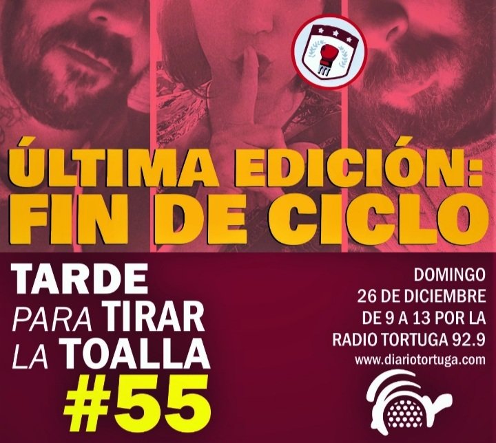 ParaToalla's tweet photo. Este domingo 26 de diciembre, no te pierdas, desde las 9, el último programa de “Tarde para la Tirar la Toalla” 🥊 en la Radio Tortuga 92.9 (#55): con buena música y mucho periodismo, de la mano de @peladorodrigue1 @German91782226 y @marianvilla_z 
👇 https://t.co/1LFgieYtt1