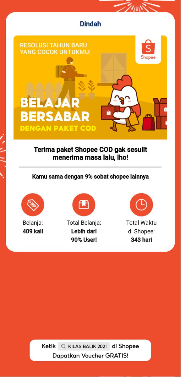 DesiIndAri01's tweet photo. Yuk, kilas balik perjalananmu di #2021BersamaShopee &amp; dapatkan Voucher Gratis! #ShopeePayDay #ShopeeGiveawayOPPOxASSC https://t.co/VsK85ao3nJ https://t.co/mOU27kdjvT