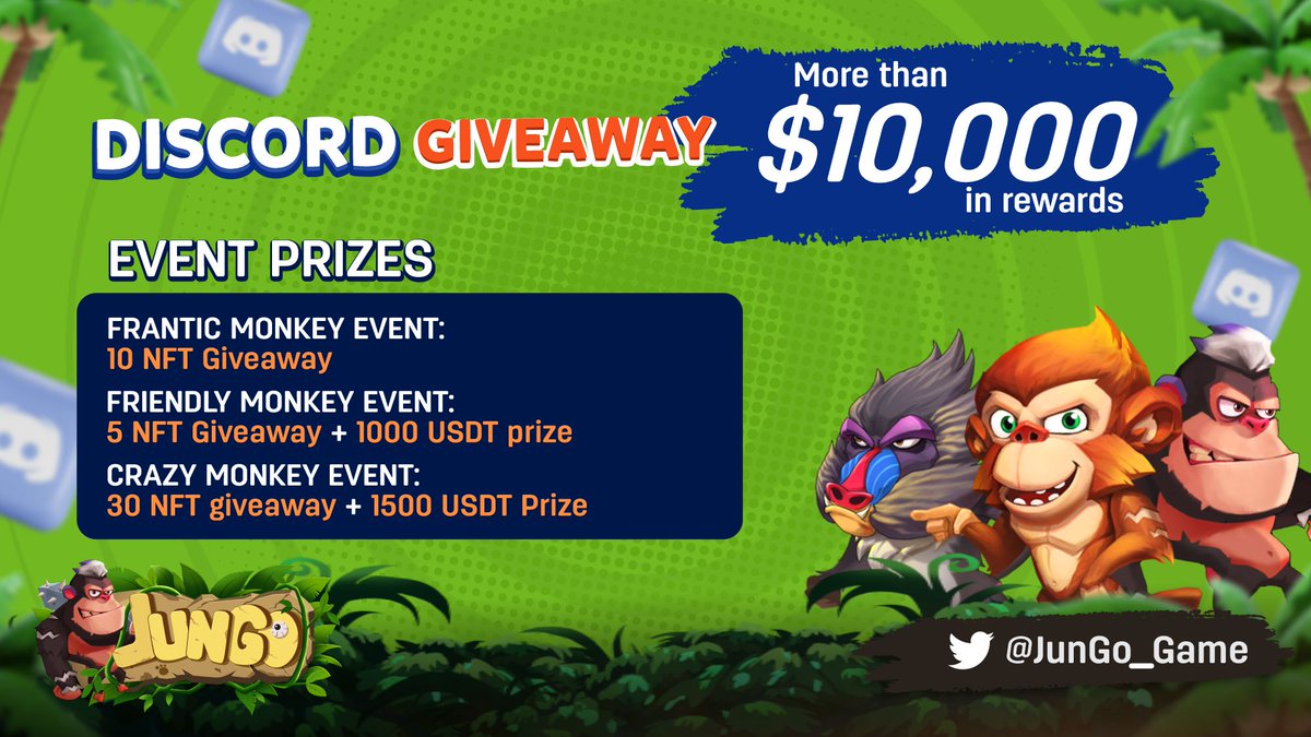 🐵#Jungo Discord Giveaway

💰Rewards: more than $10,000 in prizes!

❎RT this post
❎Follow @JunGo_Game
❎Join this Discord: discord.gg/kUtwE7A5aG

♦️End Date: Dec 31th

#Giveaway #airdrop #BSC #NFT #NFTGame #GameFi #NFTdrop