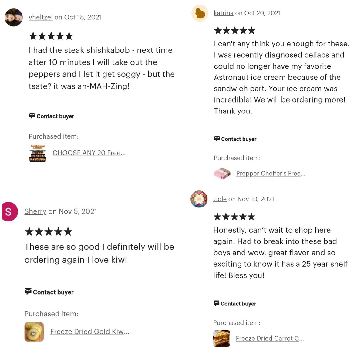 Here is our customer's raving about our products! So I gotta ask you then, WHY HAVEN'T YOU PLACED YOUR ORDER AND TRIED US OUT YET? 

preppercheffer.com 

Coupon Code: 20NOW to take 20% OFF your order!