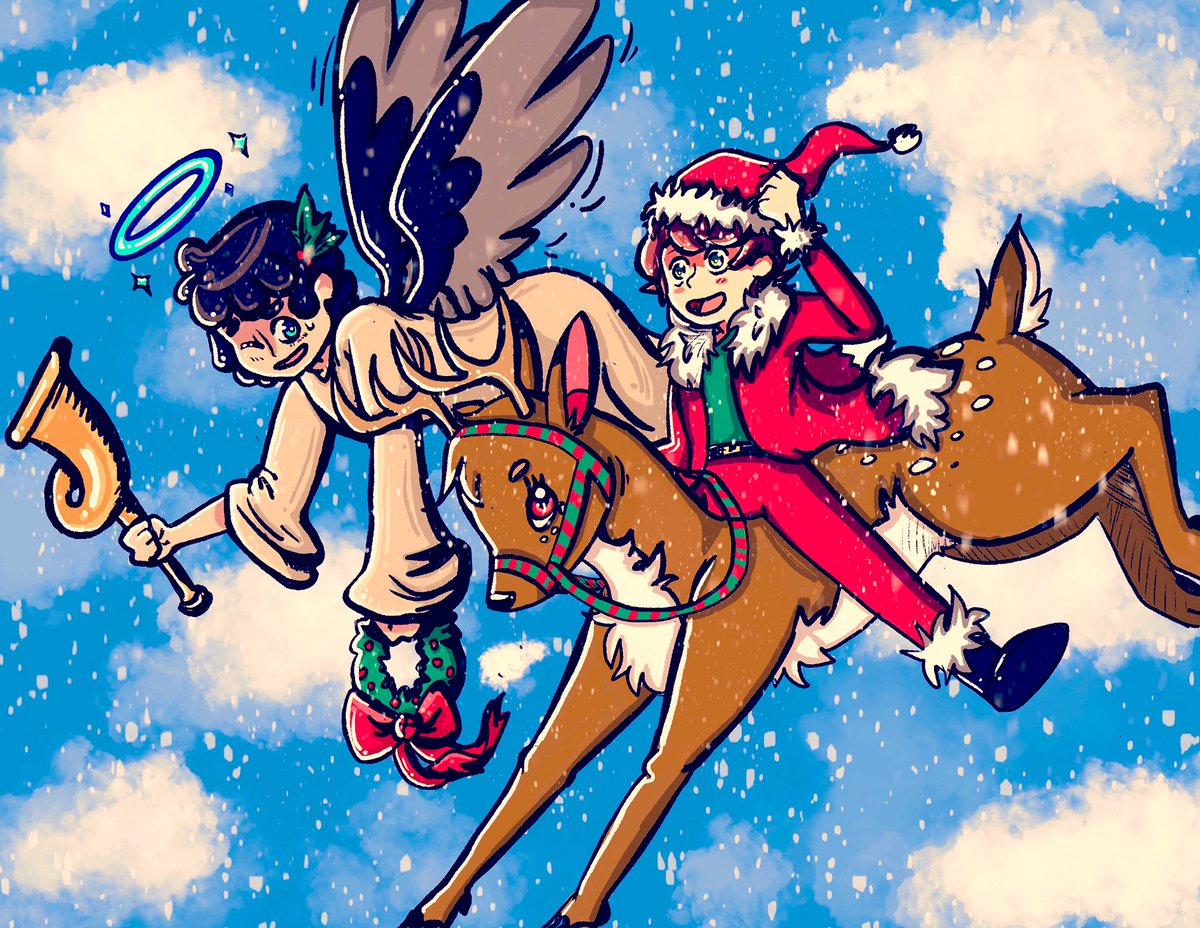 BlueStarCharmer's tweet photo. Secret Santa for @PrinceofSpirits characters from the comic #ghostbound have a happy holiday everyone! https://t.co/5bMqY05TG0