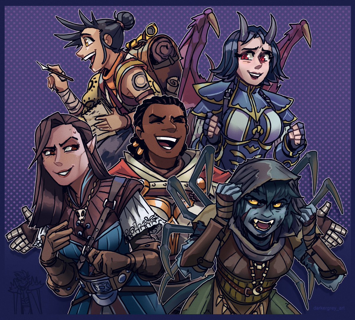darkergrey_art's tweet photo. Regill Derenge is skeptical of this disaster of a party that you've chosen for the final battle against the Worldwound #nenio #arueshalae #seelah #camellia #wenduag #regill #PathfinderWrathOfTheRighteous #wrath_of_art https://t.co/7W7HOPuGKp