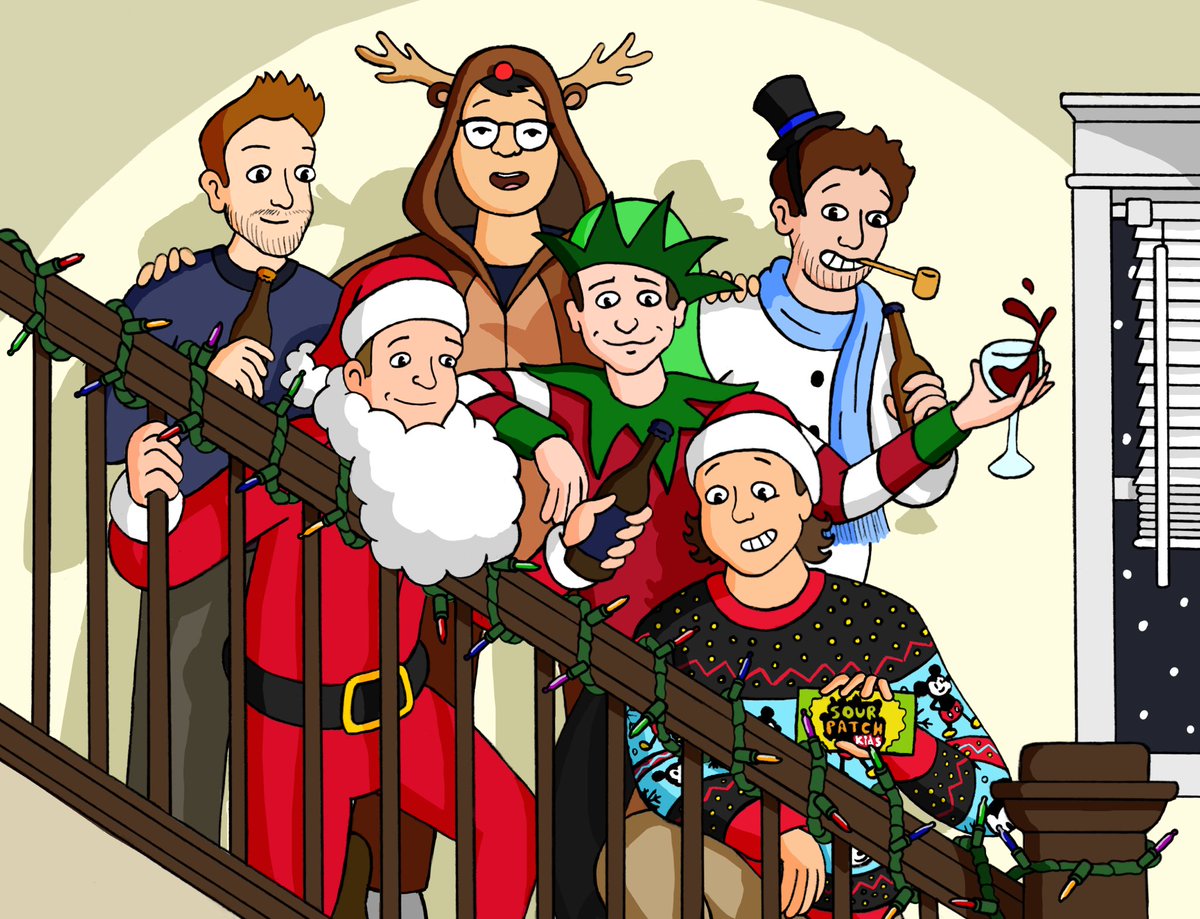 PeterMansky's tweet photo. Merry Christmas everyone!! Here is one of 2 commissions I did for @alexbonich and his family. Includes the Saur Patch kids , @rgargaro and @bmansky97 as well as @cmackillop9 https://t.co/z31hO0YOaV