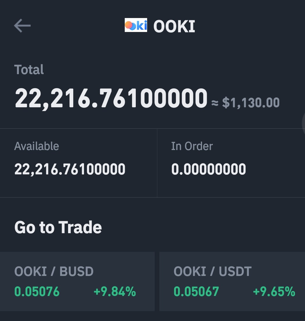 R007PX's tweet photo. @LellaheALAmro @OokiTrade I bought 22000 tokens today @ 0.052. Let's see how far it will go ⬆️⬆️⬆️ https://t.co/RQESWie2FX