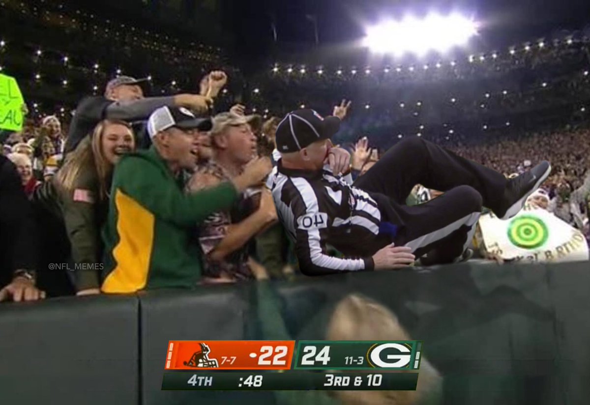 Refs out here doing Lambeau Leaps after swallowing their whistles on that final INT