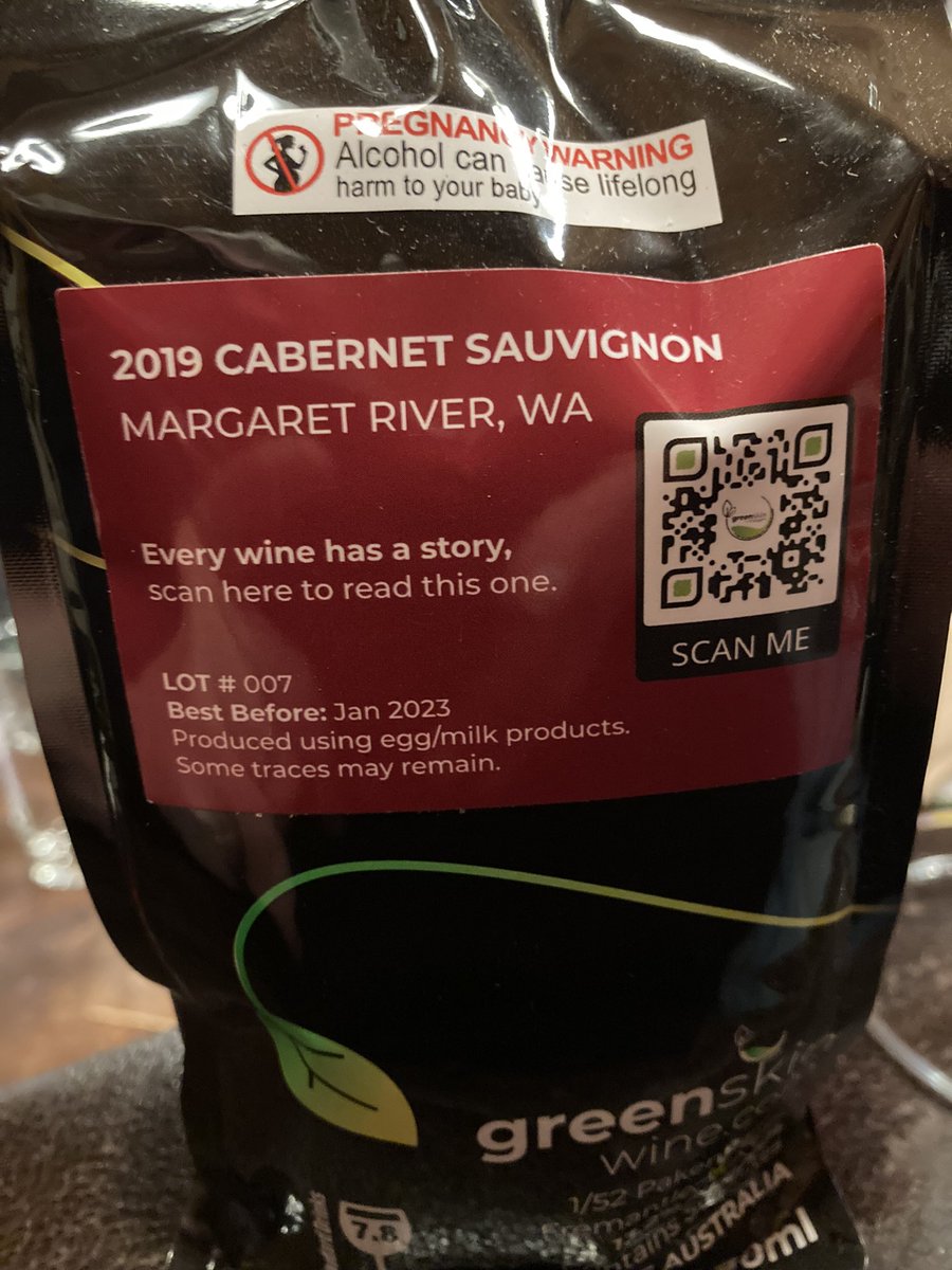winsordobbin's tweet photo. Drinking #wine from a pouch is perfect for picnics or trips to the beach. And the new-release 2019 cabernet sauvignon from @GreenskinW is a very nice #drink #winebusiness #packaging #branding Here’s a story from a few months ago. @margaret_river_wine https://t.co/YcvGYbwIhq https://t.co/Co6DnKOHv7
