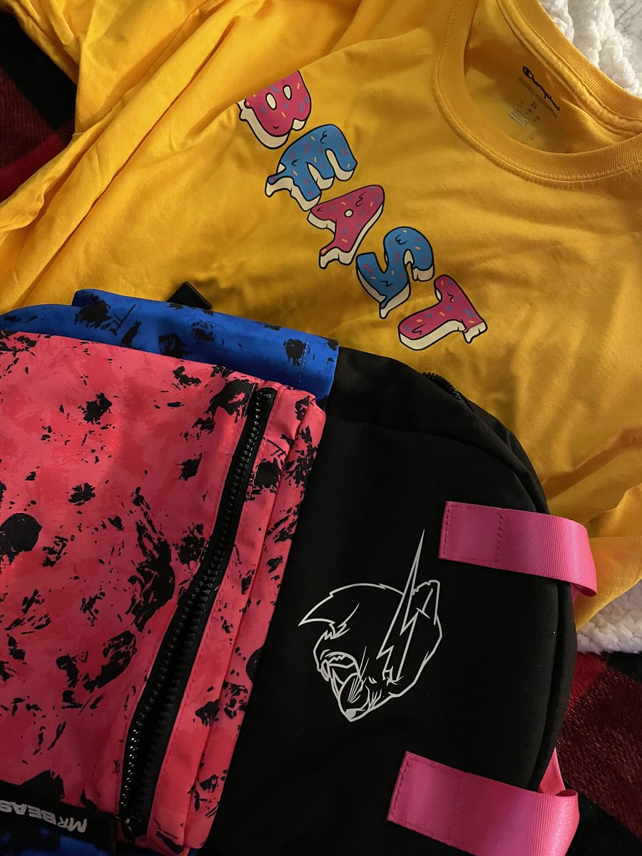 MainframeGlitch's tweet photo. On the first day of Christmas my husband gave to me, Mr. Beast Swag! https://t.co/wak2lZjh28